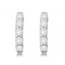 Hinged Hoop Lab Grown Diamond Huggie Style Earrings 14k White Gold (0.75ct)
