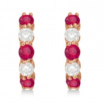 Prong Set Ruby & Diamond Hoop Earrings 14k Rose Gold (1.94ct)
