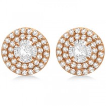 Double Halo Diamond Earring Jackets for 5mm Studs 14k Rose Gold (0.60ct)