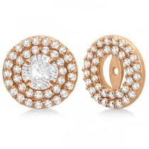 Double Halo Diamond Earring Jackets for 7mm Studs 14k Rose Gold (0.75ct)