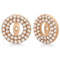 Double Halo Diamond Earring Jackets for 8mm Studs 14k Rose Gold (0.80ct)