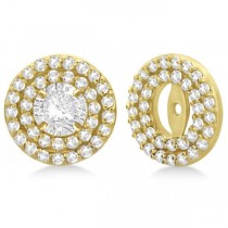 Double Halo Diamond Earring Jackets for 5mm Studs 14k Yellow Gold (0.60ct)