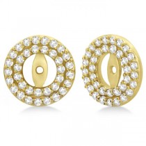 Double Halo Diamond Earring Jackets for 8mm Studs 14k Yellow Gold (0.80ct)