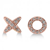 Diamond Mismatched XO Stud Earrings 14k Rose Gold (0.21ct)