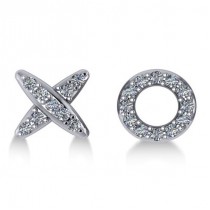 Diamond Mismatched XO Stud Earrings 14k White Gold (0.21ct)
