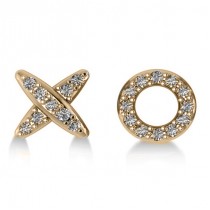 Diamond Mismatched XO Stud Earrings 14k Yellow Gold (0.21ct)