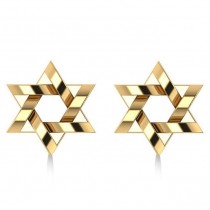 Contemporary Jewish Star of David Earrings in 14k Yellow Gold