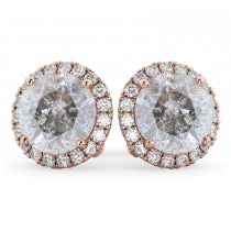 Halo Round Salt & Pepper Diamond & Diamond Earrings 14k Rose Gold (4.57ct)