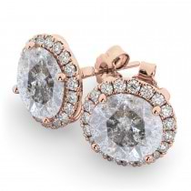 Halo Round Salt & Pepper Diamond & Diamond Earrings 14k Rose Gold (4.57ct)