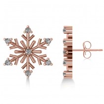 Diamond Snowflake Winter Earrings 14k Rose Gold (0.15ct)