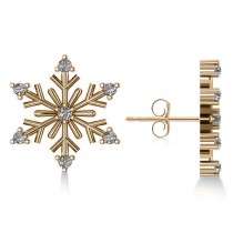 Diamond Snowflake Winter Earrings 14k Yellow Gold (0.15ct)