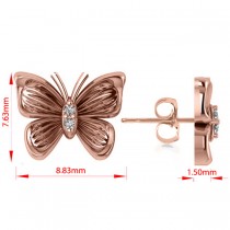 Diamond Butterfly Stud Earrings 14k Rose Gold (0.02ct)