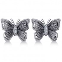 Diamond Butterfly Stud Earrings 14k White Gold (0.02ct)