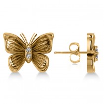 Diamond Butterfly Stud Earrings 14k Yellow Gold (0.02ct)