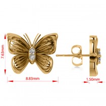 Diamond Butterfly Stud Earrings 14k Yellow Gold (0.02ct)