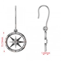 Diamond Nautical Dangle Compass Earrings 14k White Gold (0.16ct)