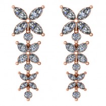 Diamond Flower Marquise Drop Dangle Earrings 14K Rose Gold (6.00ct)
