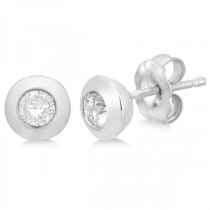 Diamond Solitaire Push-Back Stud Earrings in 14k White Gold (0.25ct)