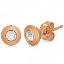 Bezel-Set Diamond Solitaire Stud Earrings in 14k Rose Gold (0.33ct)