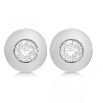 Bezel-Set Diamond Solitaire Stud Earrings in 14k White Gold (0.33ct)