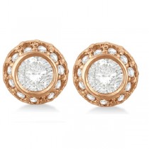 Vintage Double Halo Diamond Earrings 14k Rose Gold (1.00cts)