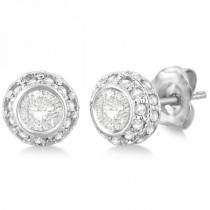 Vintage Double Halo Diamond Earrings 14k White Gold (1.00cts)