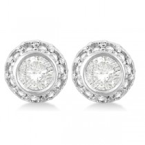 Vintage Double Halo Diamond Earrings 14k White Gold (1.00cts)