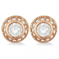 Vintage Double Halo Diamond Earrings 24k Rose Gold (2.00cts)