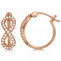 Diamond Infinity Style Hinged Hoop Earrings 14k Rose Gold 0.33ct
