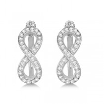 Diamond Infinity Style Hinged Hoop Earrings 14k White Gold 0.33ct