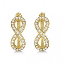 Diamond Infinity Style Hinged Hoop Earrings 14k Yellow Gold 0.33ct