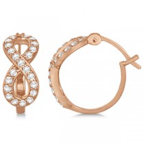 Infinity Shaped Hinged Hoop Diamond Earrings 14k Rose Gold 0.75ct