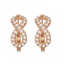 Infinity Shaped Hinged Hoop Diamond Earrings 14k Rose Gold 0.75ct