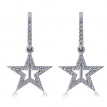 Dangle Diamond Star Earrings 14k White Gold (0.62ct)