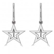 Dangle Star Earrings 14k White Gold