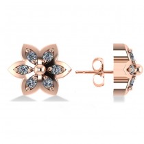 Diamond Accented Flower Stud Earrings 14k Rose Gold (0.12ct)