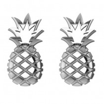 Pineapple Fashion Stud Earrings 14k White Gold