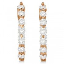 Inside Out Hoop Diamond Earrings Prong Set in 14k Rose Gold 1.34ct