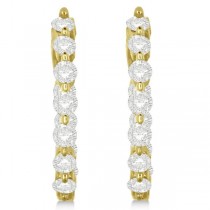 Inside Out Diamond Hoop Earrings Prong Set in 14k Yellow Gold 1.34ct
