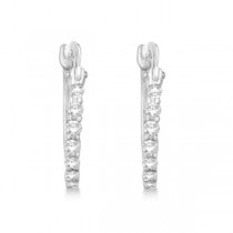 Genuine Diamond Hoop Earrings Pave Set in 14k White Gold 0.25ct