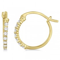 Genuine Diamond Hoop Earrings Pave Set in 14k Yellow Gold 0.25ct