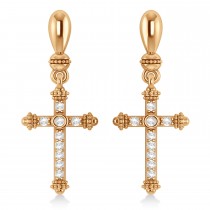 Diamond Cross Drop Earrings 14k Rose Gold (0.25ctw)