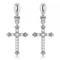Diamond Cross Drop Earrings 14k White Gold (0.25ctw)