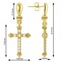 Diamond Cross Drop Earrings 14k Yellow Gold (0.25ctw)