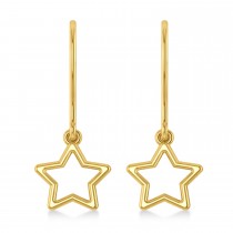 Galaxy Star Dangle Earrings 14k Yellow Gold