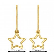 Galaxy Star Dangle Earrings 14k Yellow Gold
