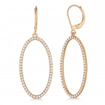 Leverback Diamond Hoop Earrings 14k Rose Gold (1.08ct)