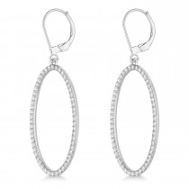 Leverback Diamond Hoop Earrings 14k White Gold (1.08ct)