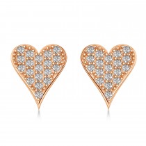 Diamond Pave Elongated Heart Earrings 14k Rose Gold (0.38ct)