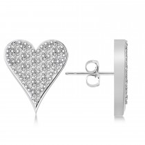 Diamond Pave Elongated Heart Earrings 14k White Gold (0.38ct)